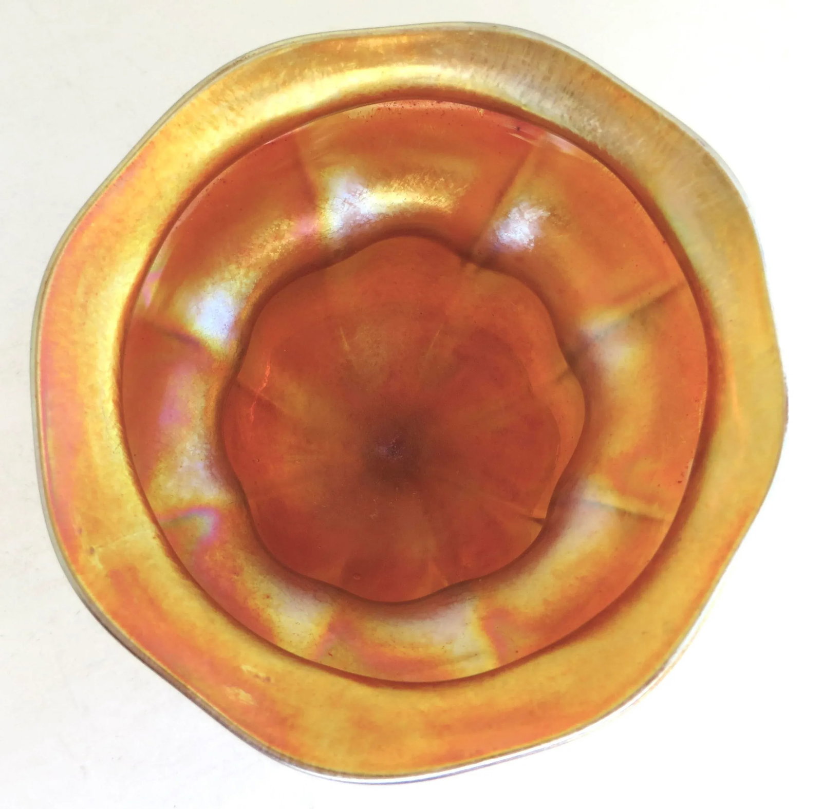 Amber "Sherbet" Favrile Glass Compote by Tiffany Signed Lct New York, Circa 1905 - 6