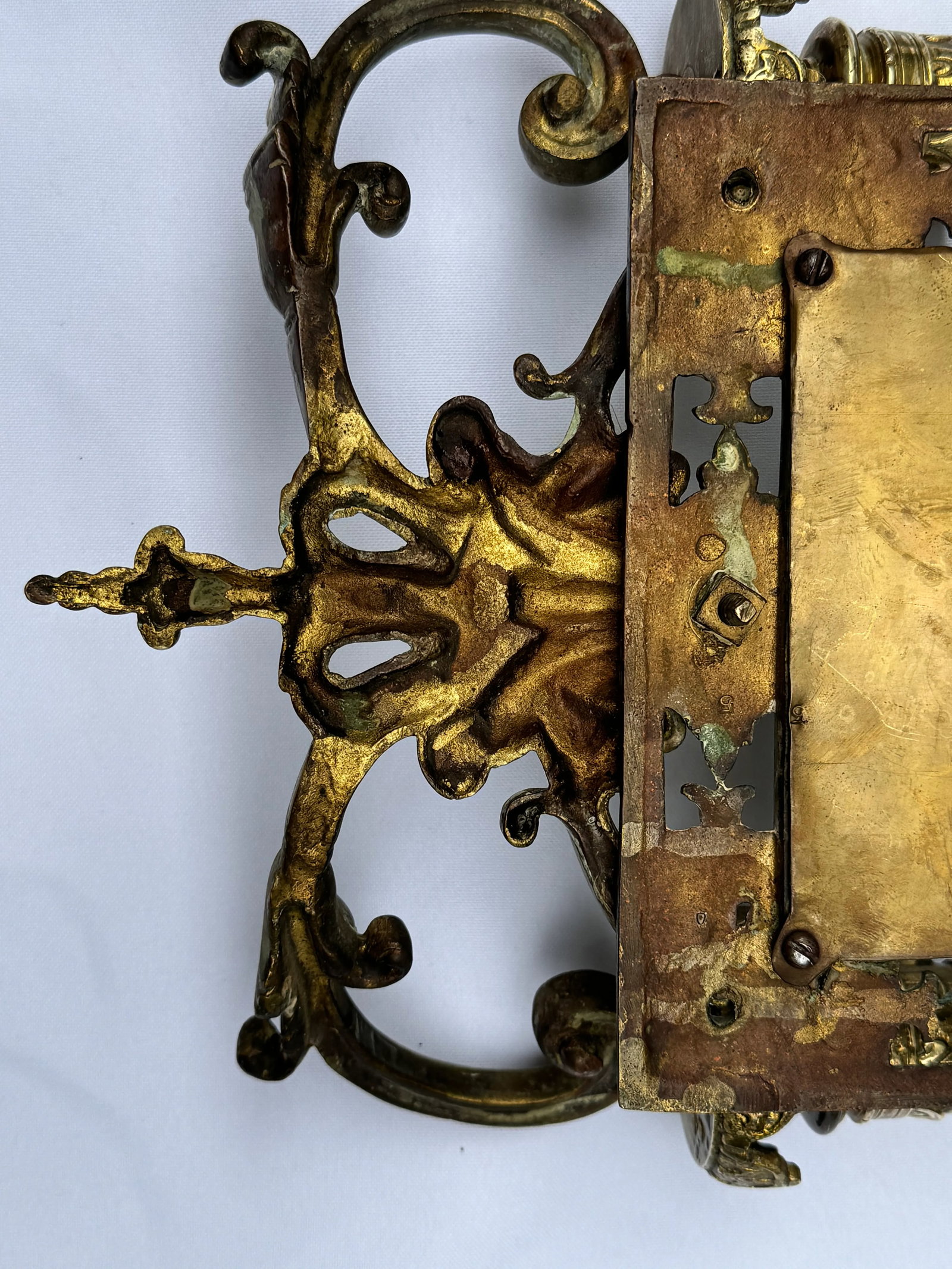 Pair of Mid 19th Century Renaissance Revival Brass Wall Sconce Mirrors - 3