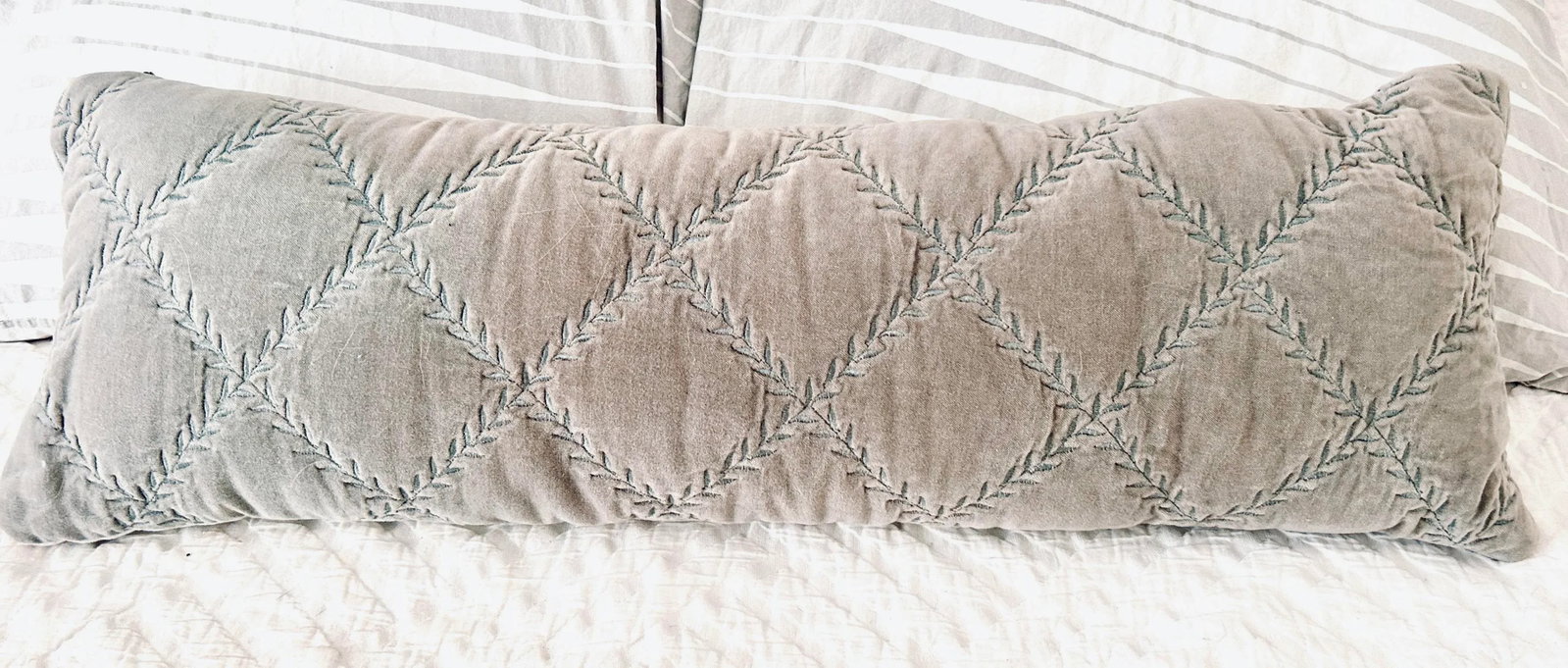 Bella Notte and Linen Long Lumber Pillow in Sterling - 2