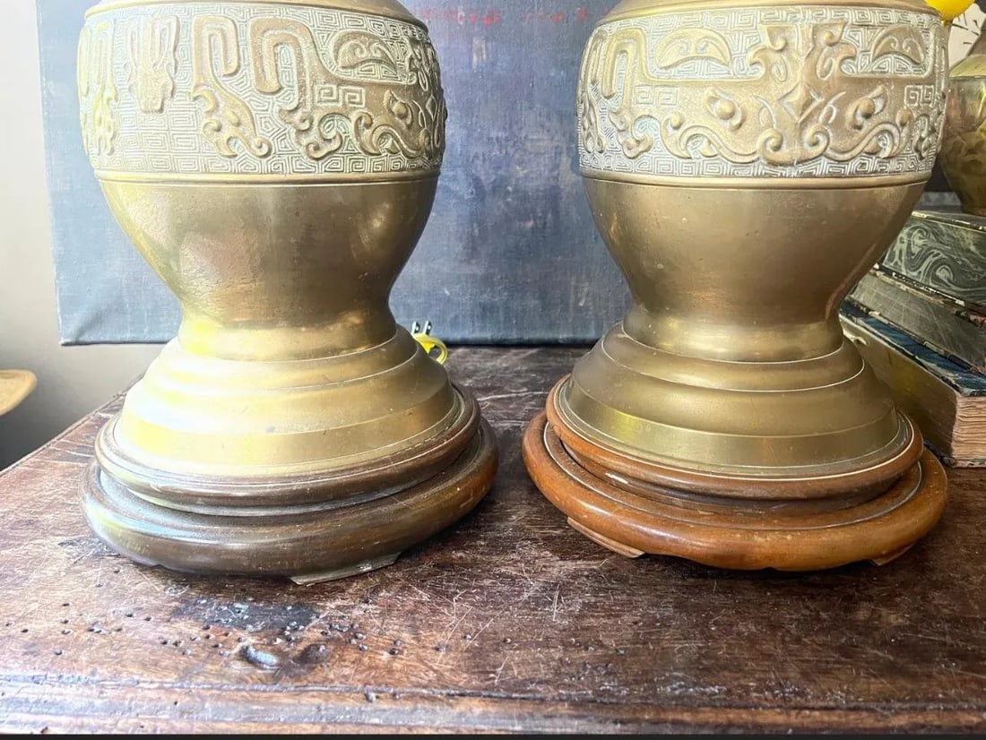 Mid Century Tall James Mont Style Brass Table Lamps - a Pair - 2