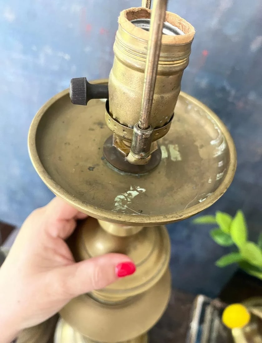 Mid Century Tall James Mont Style Brass Table Lamps - a Pair - 7