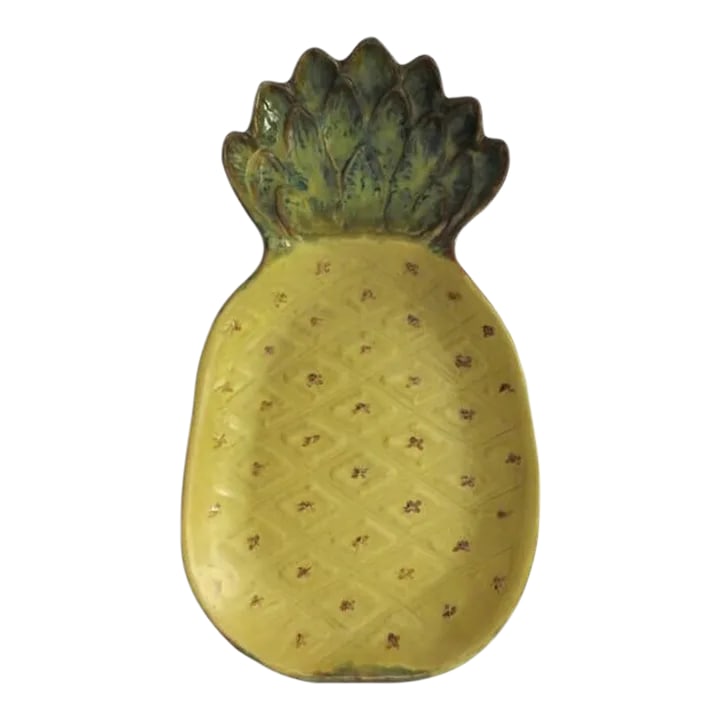 1950s Dickman Walker Pottery Pineapple Platter: Vintage pottery pineapple platter by California artist Dickman Walker (1909-1969). Circa 1940s-50s. Excellent condition. 16"X9". Condition: Alterations: Original Condition Unaltered Imperfections: