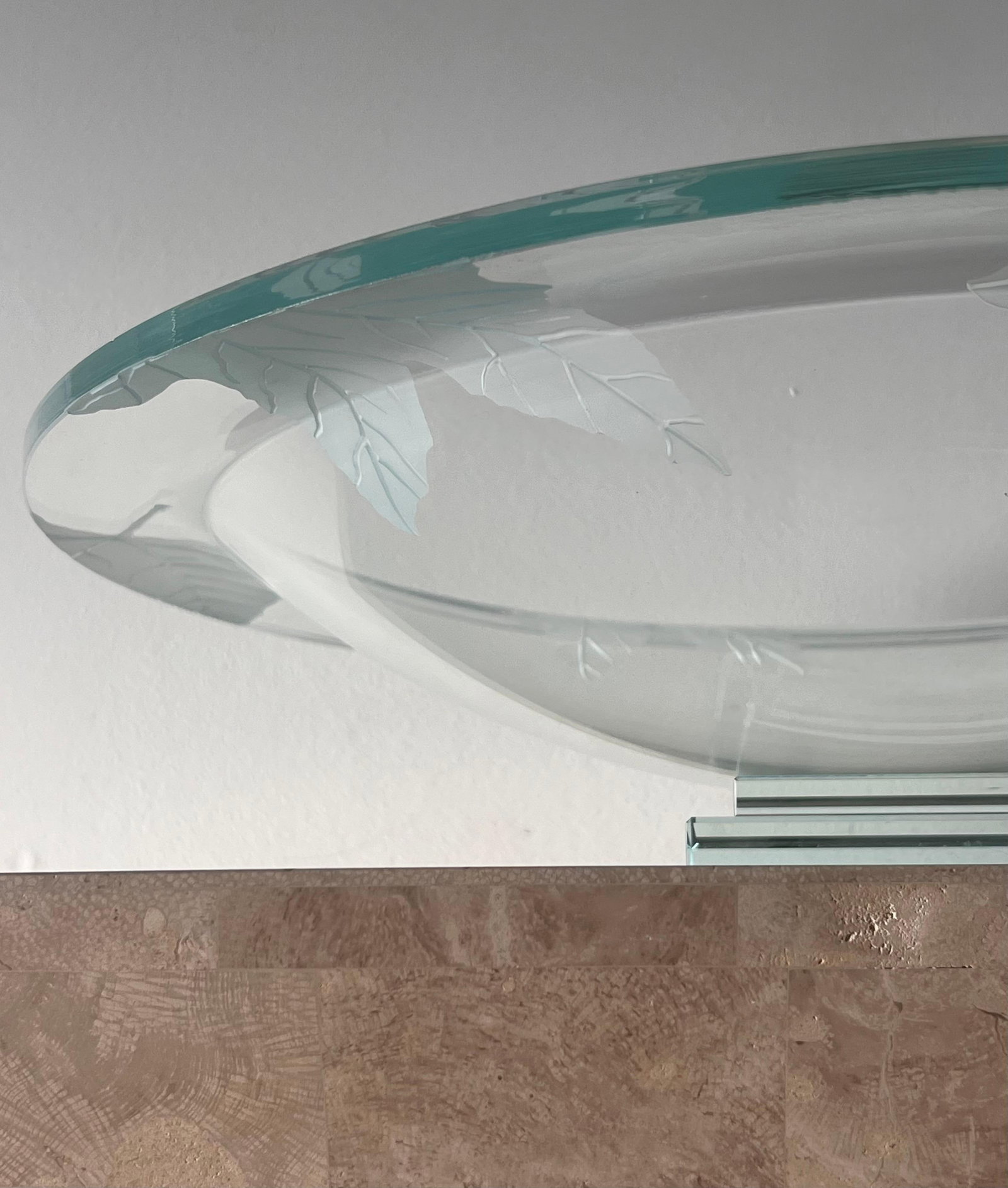 Monumental Glass Centerpiece With Etched Leaves by Stephen Schlanser, 2007. - 8