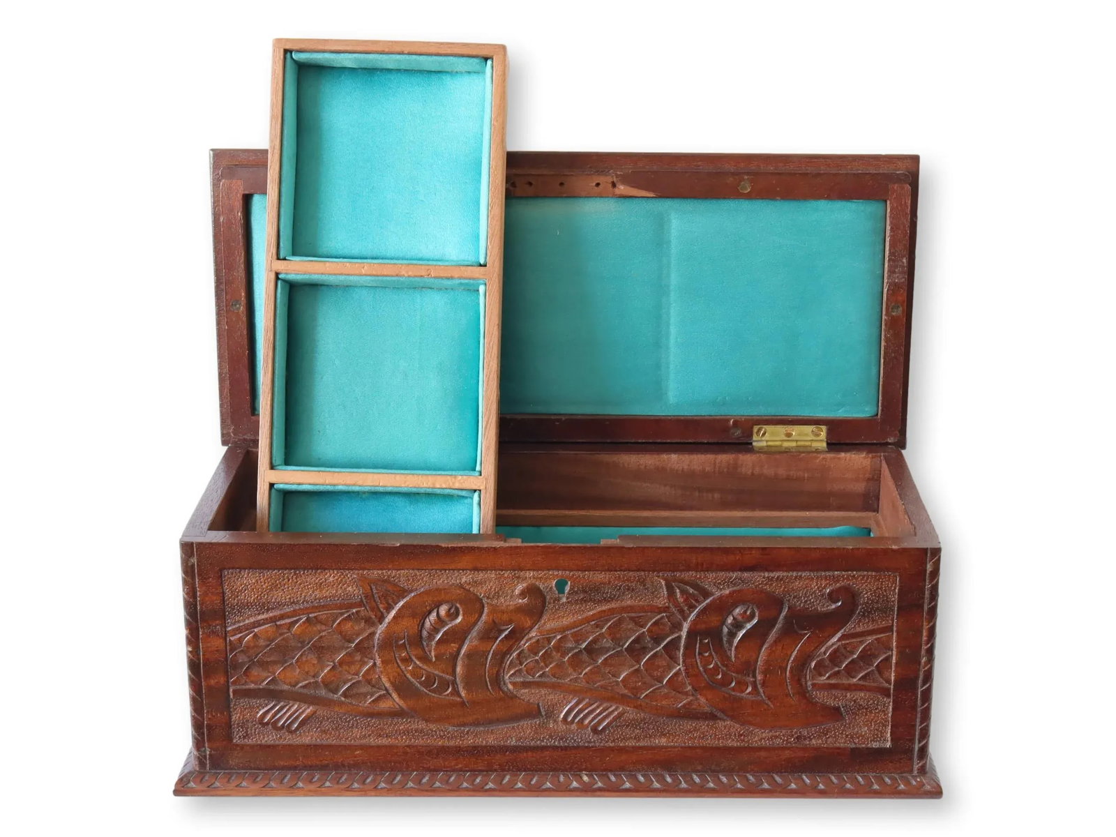 Antique English Carved Jewelry Box - 6