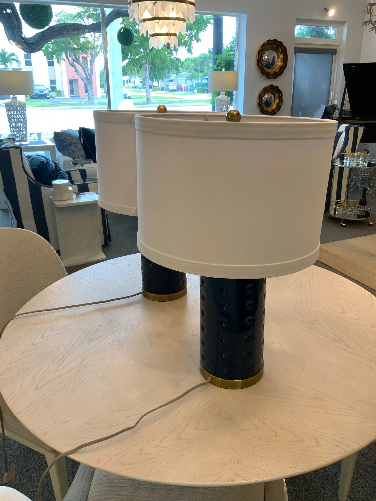 Pair of Roxanne Blue Dot Lamps - 5