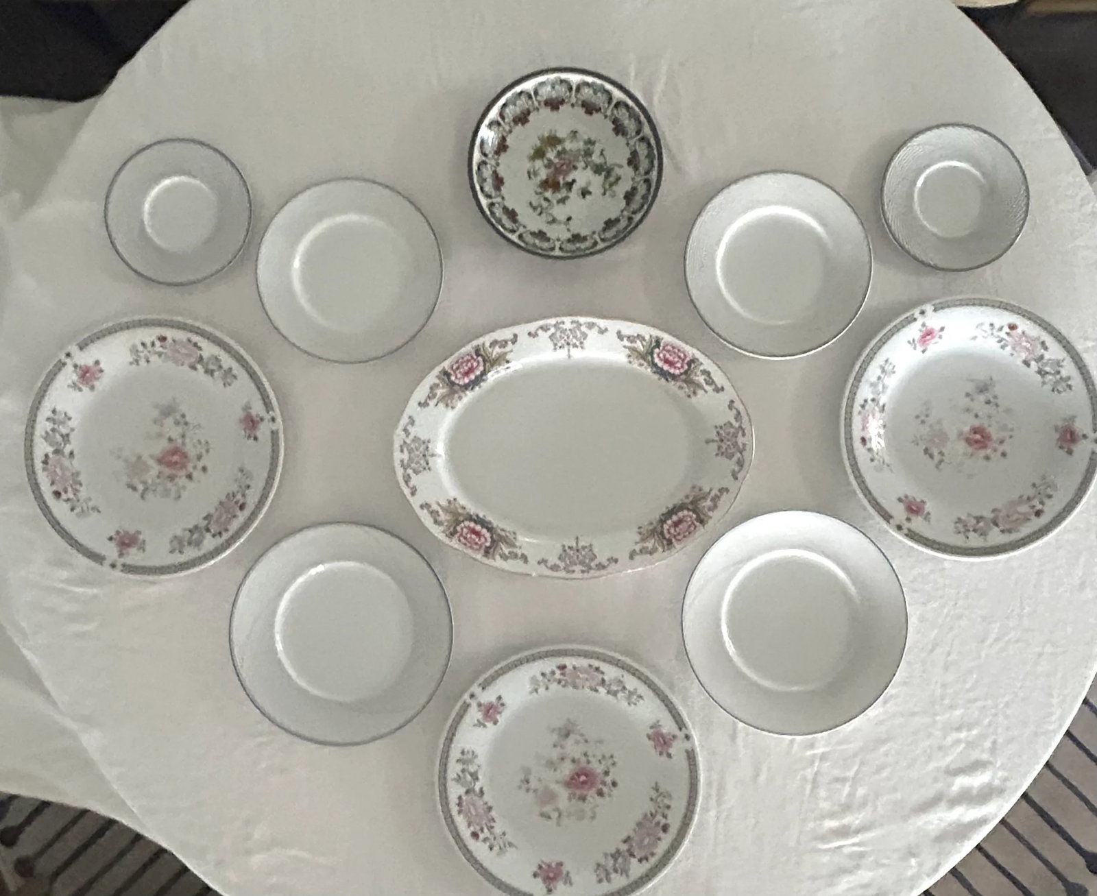 Delicate Pink Japanese Floral Themed Decorative Wall Plate Curation-Set of 11 - 11