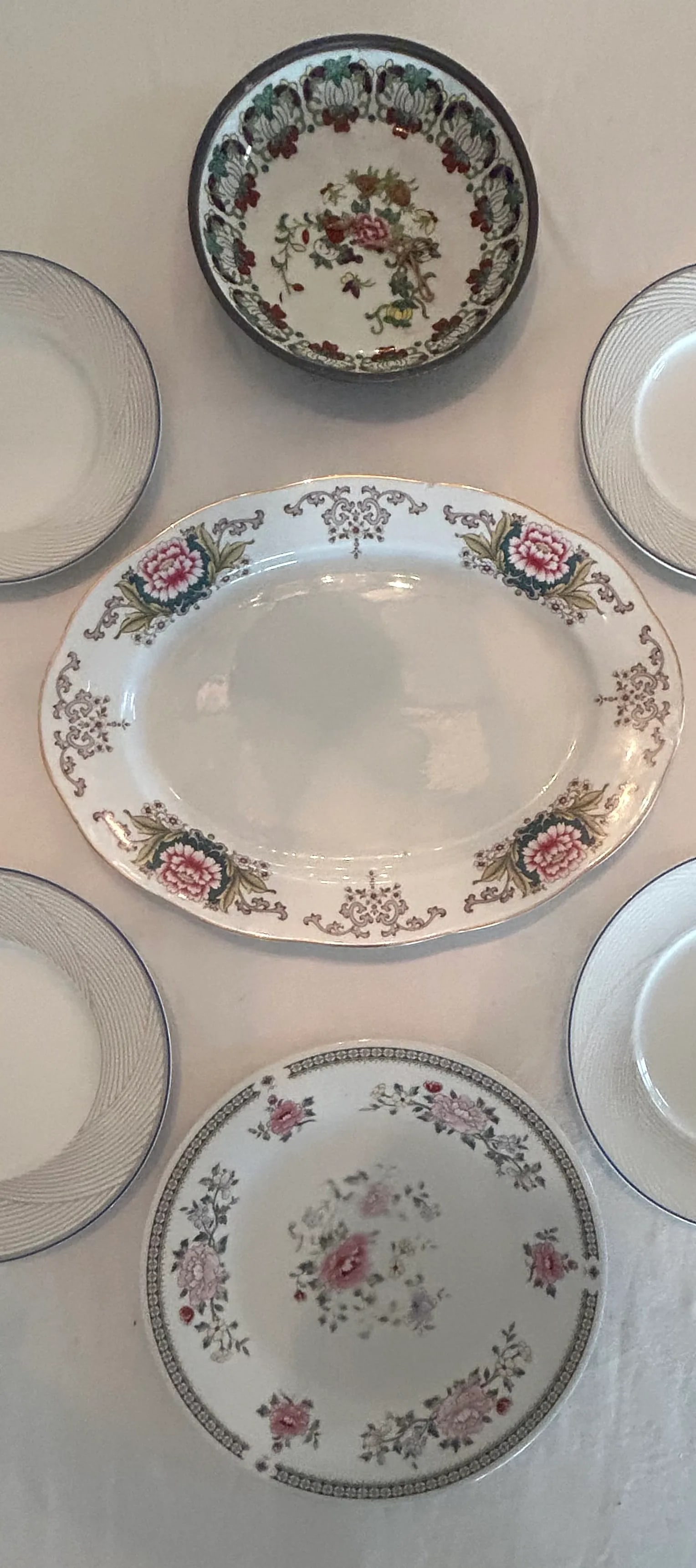 Delicate Pink Japanese Floral Themed Decorative Wall Plate Curation-Set of 11 - 2