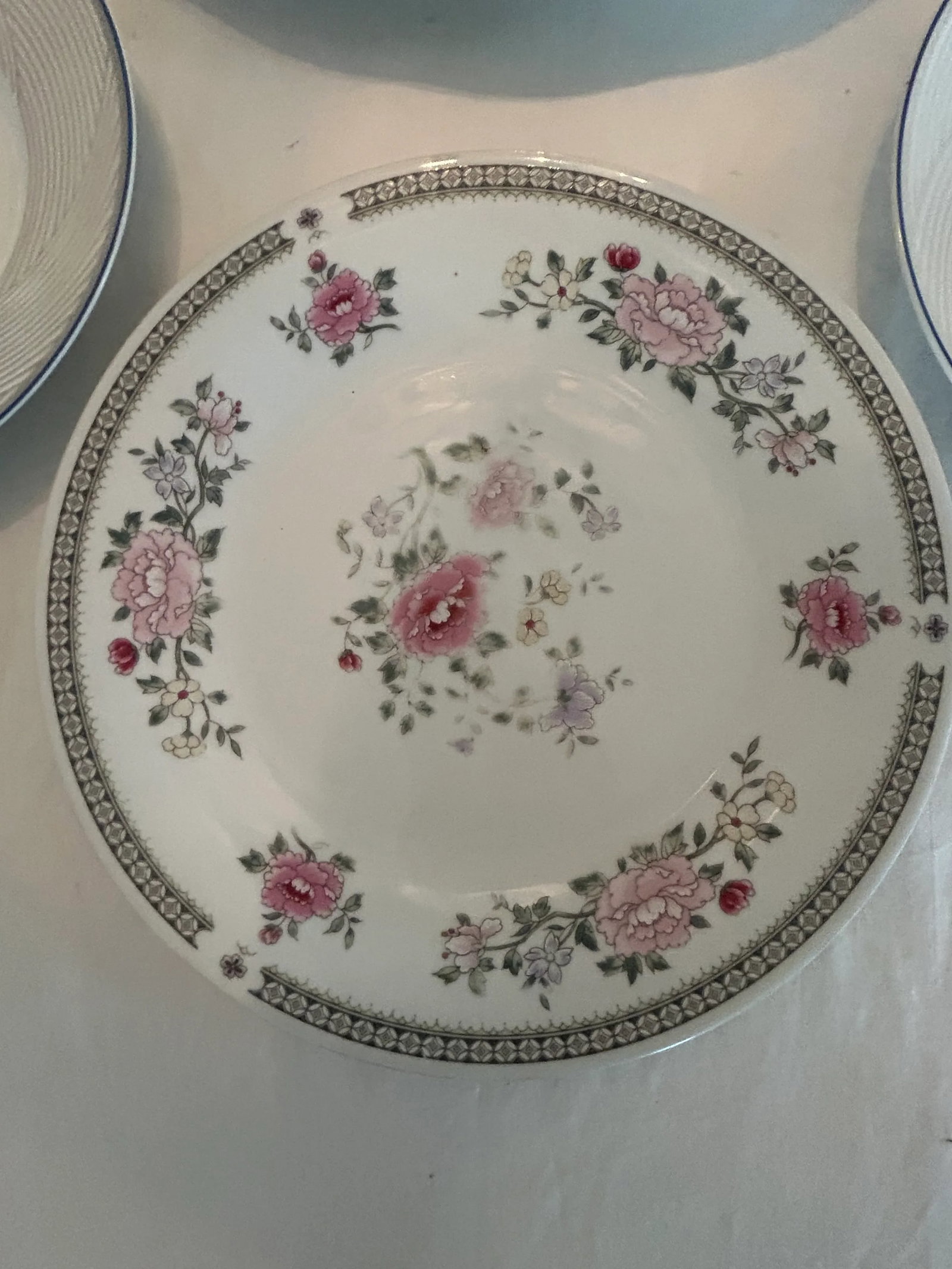 Delicate Pink Japanese Floral Themed Decorative Wall Plate Curation-Set of 11 - 7