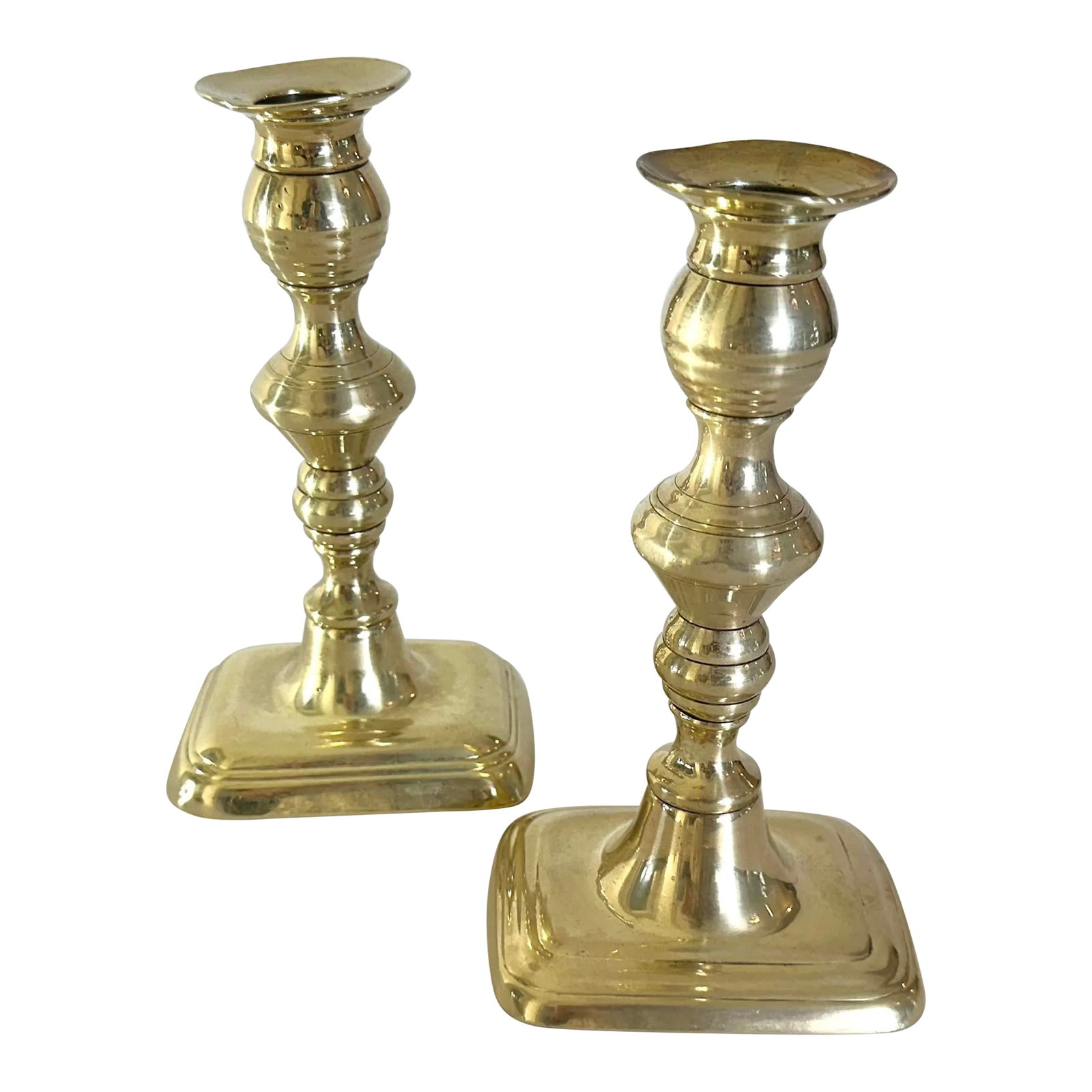 Pair of Early 19th Century Georgian Brass Candlesticks or Candle Holders (1 of 10)