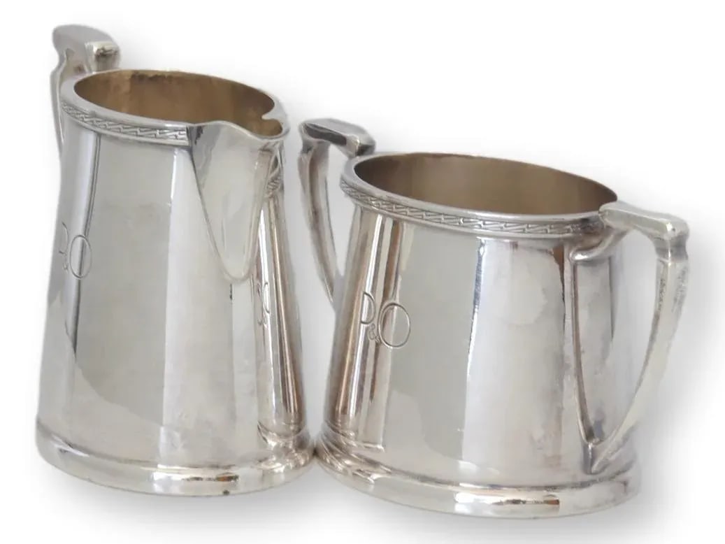 1950s Mappin & Webb for P & O Cruise Liner Cream and Sugar Set - 2