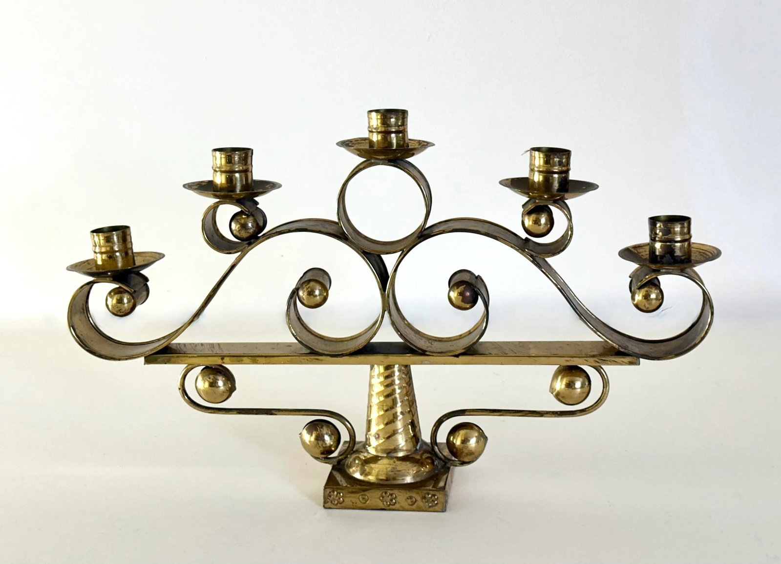 Llamas Hand Wrought Mexican Mid Century Brass Tree of Life Candelabra - 2