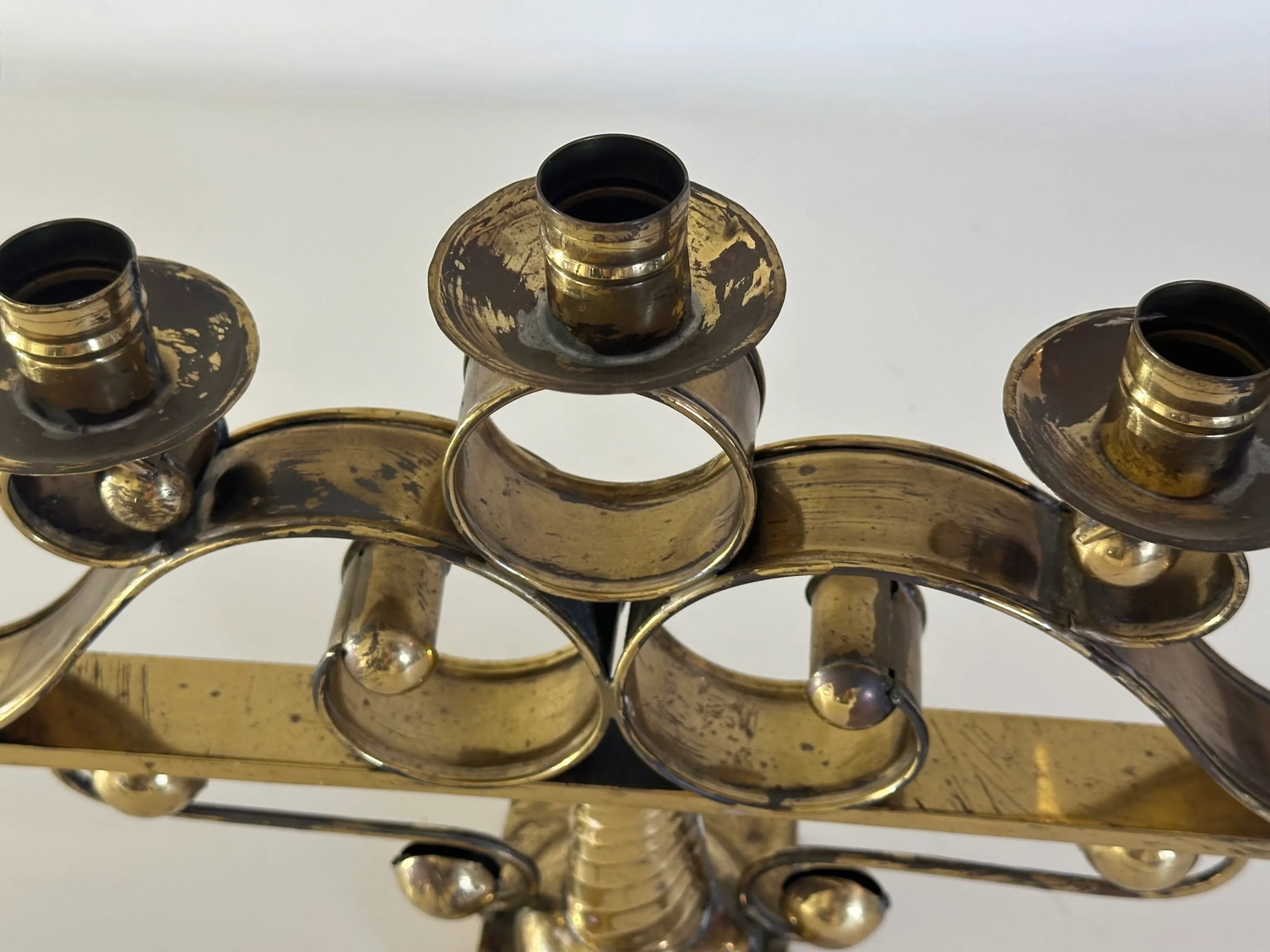 Llamas Hand Wrought Mexican Mid Century Brass Tree of Life Candelabra - 3