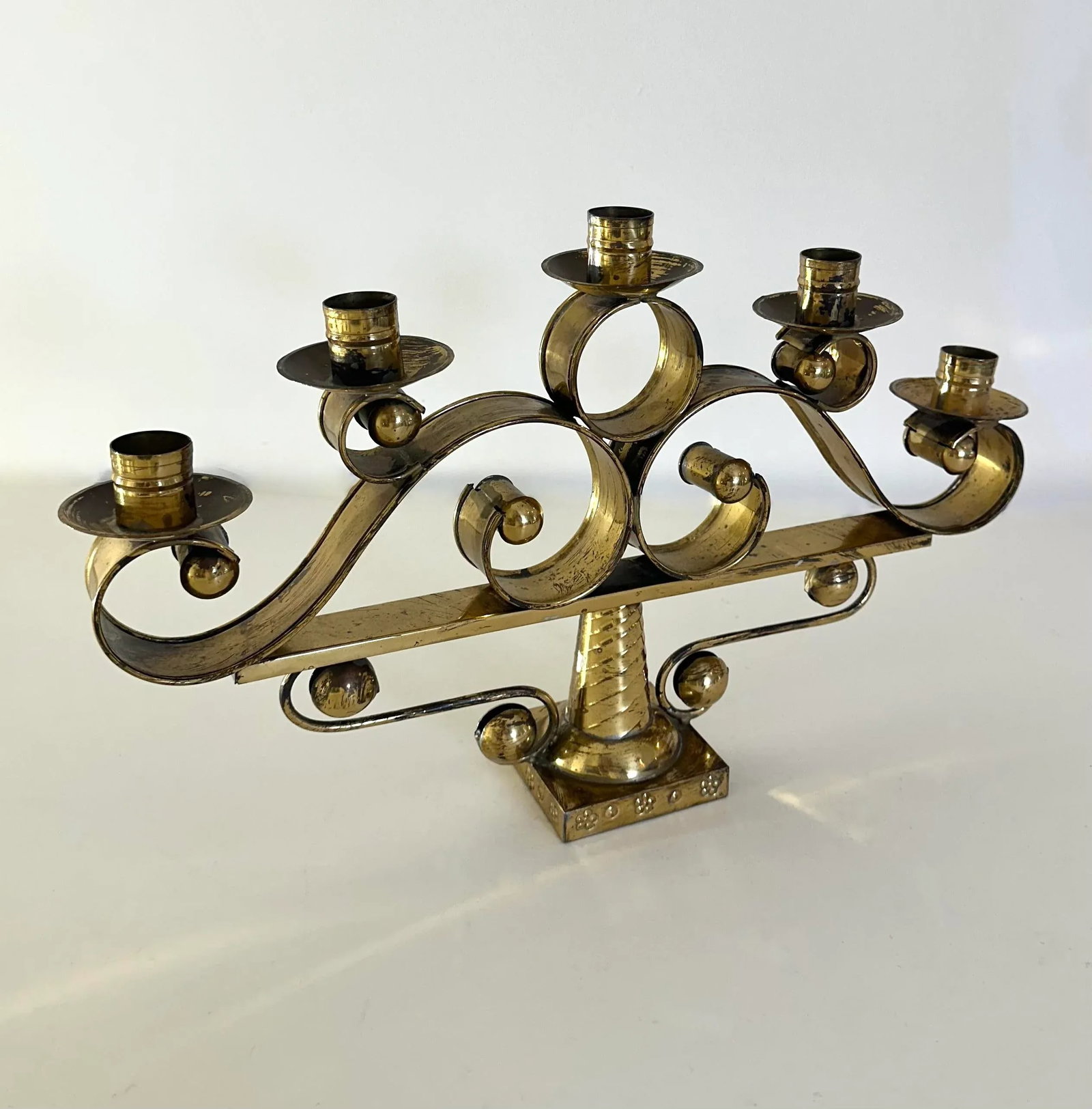 Llamas Hand Wrought Mexican Mid Century Brass Tree of Life Candelabra - 7