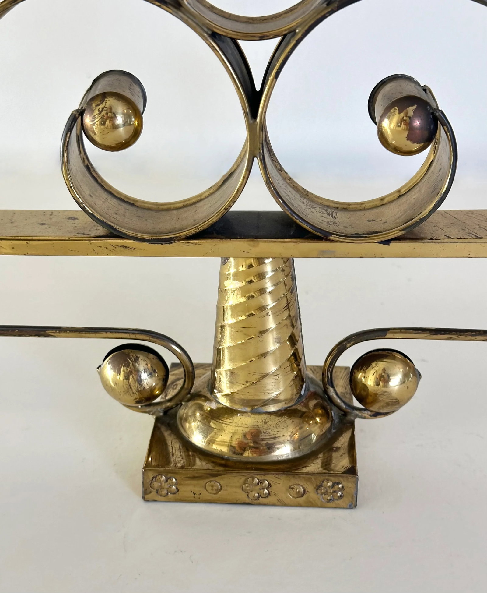 Llamas Hand Wrought Mexican Mid Century Brass Tree of Life Candelabra - 8