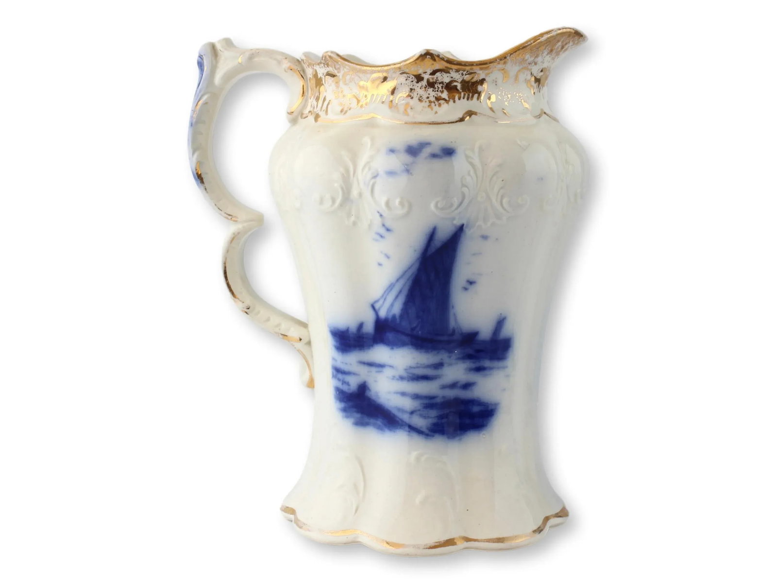 Late 19th Century English Flow Blue Nautical Jugs- Set of 2 - 4