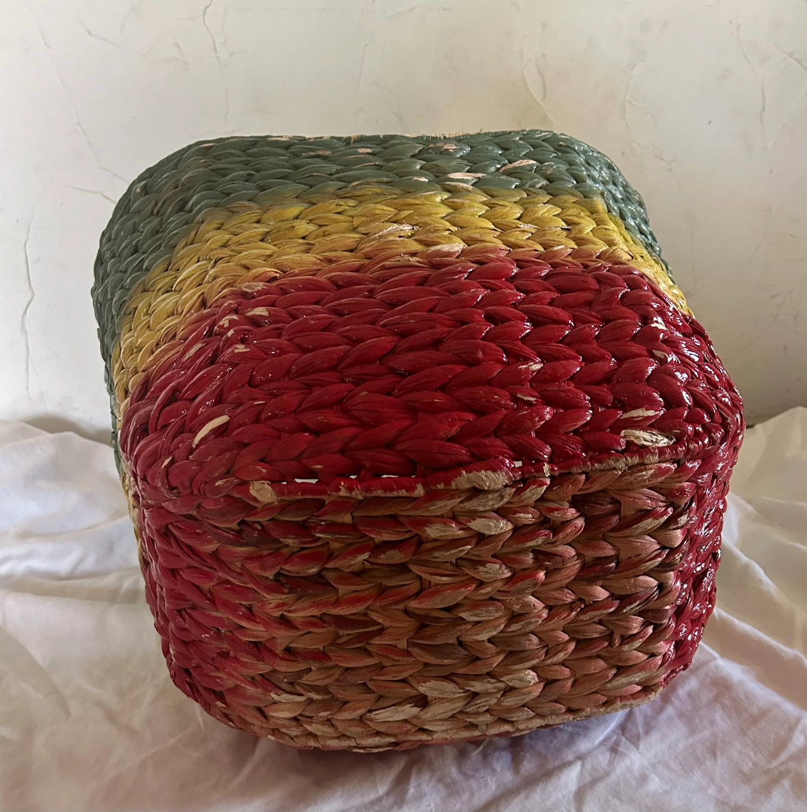 Vintage Boho Chic Hand Painted Laundry Basket With Handles - 6