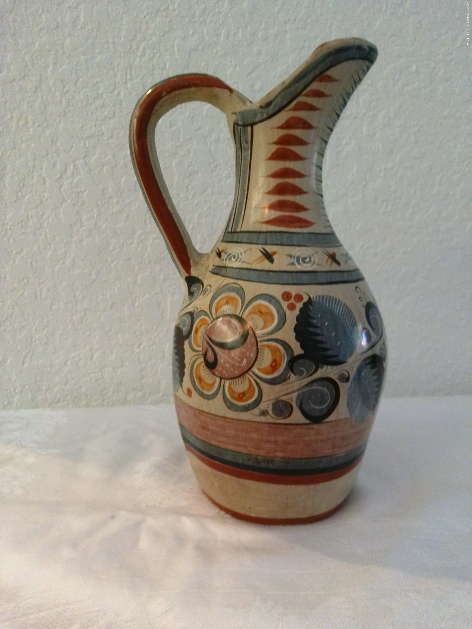 Mid-Century Large Mexican Artisinal Tonala Pottery Water Pitcher - 2