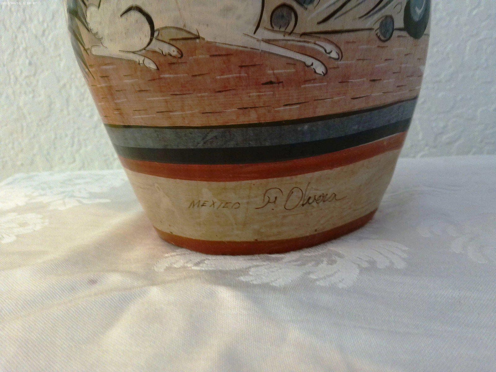 Mid-Century Large Mexican Artisinal Tonala Pottery Water Pitcher - 7