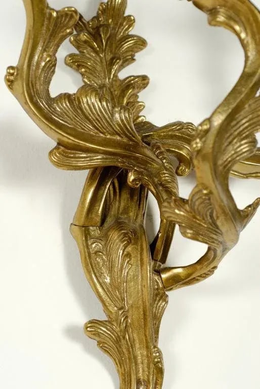 Bronze Louis XV Style Three Candle Sconces - a Pair - 4