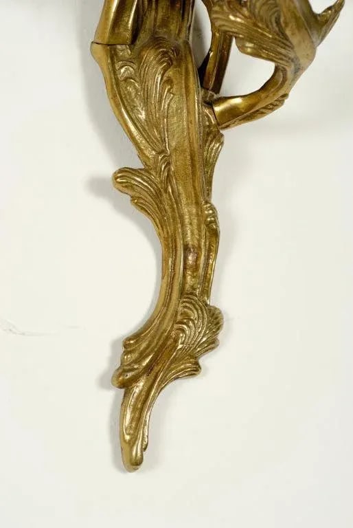 Bronze Louis XV Style Three Candle Sconces - a Pair - 6