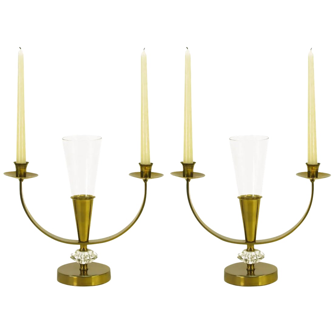 Brass and Crystal Candelabra - a Pair (1 of 7)