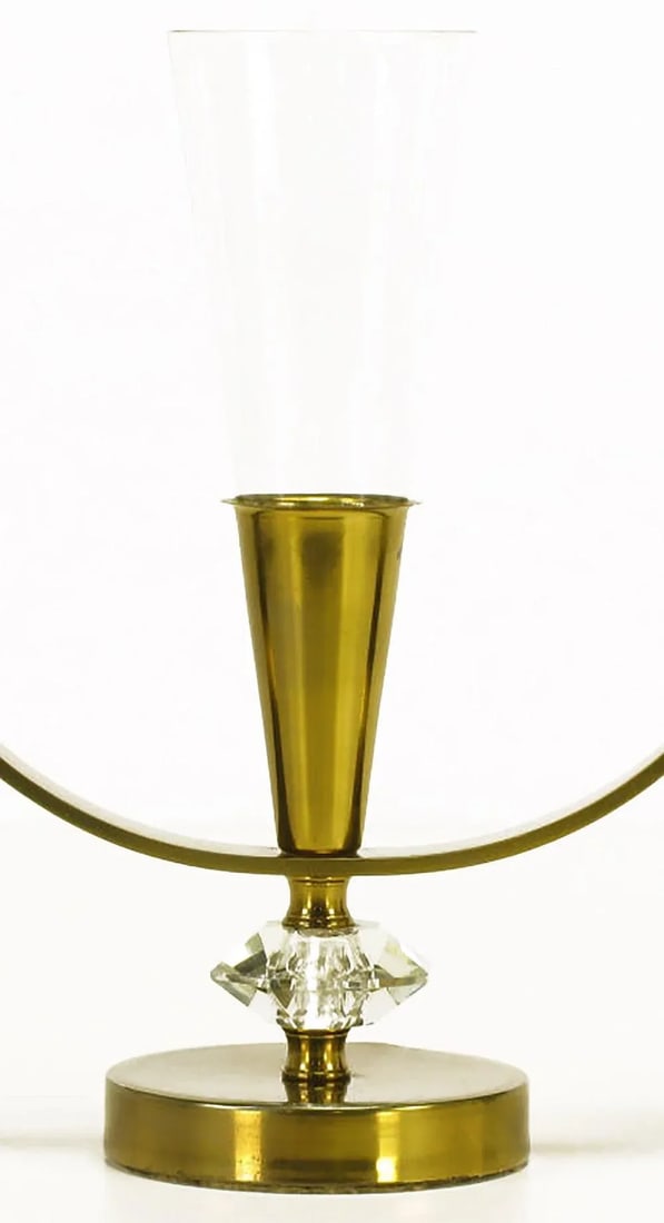 Brass and Crystal Candelabra - a Pair - 5