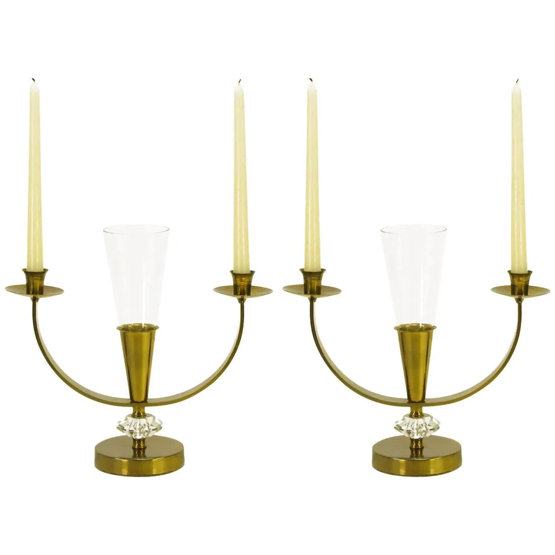 Brass and Crystal Candelabra - a Pair - 7
