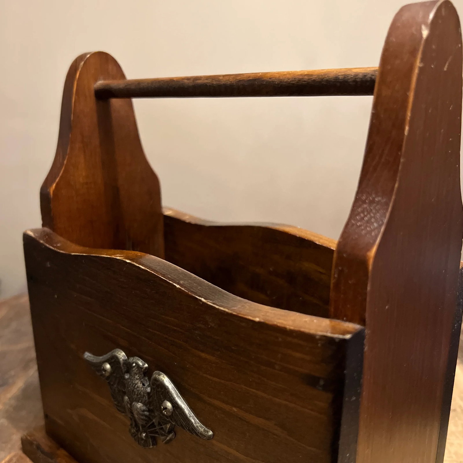 1980s Vintage Solid Wood Mail Letter Box Features Eagle Country Americana Farmhouse - 10