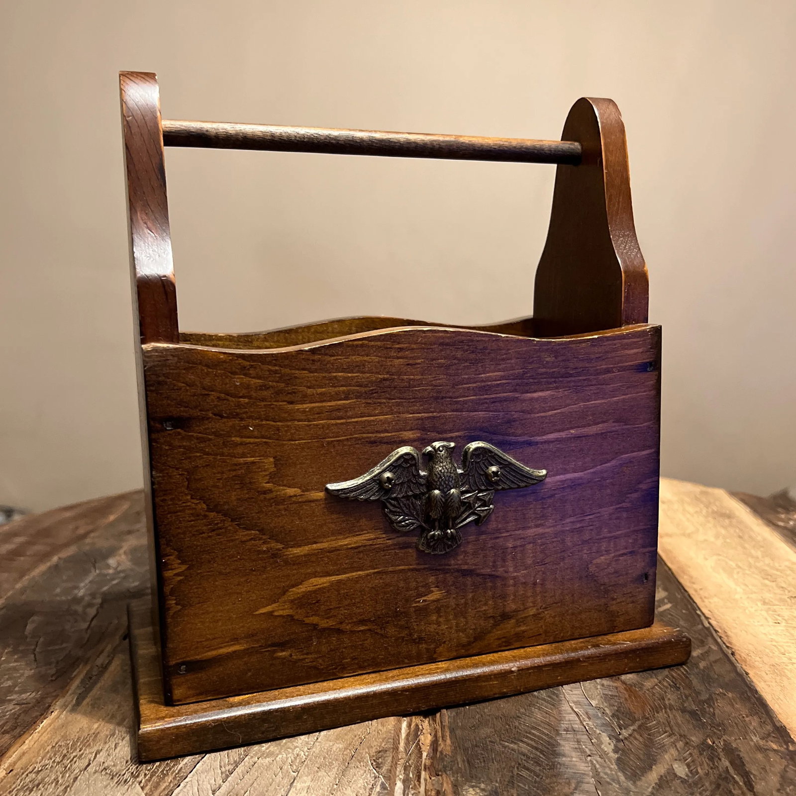 1980s Vintage Solid Wood Mail Letter Box Features Eagle Country Americana Farmhouse - 12