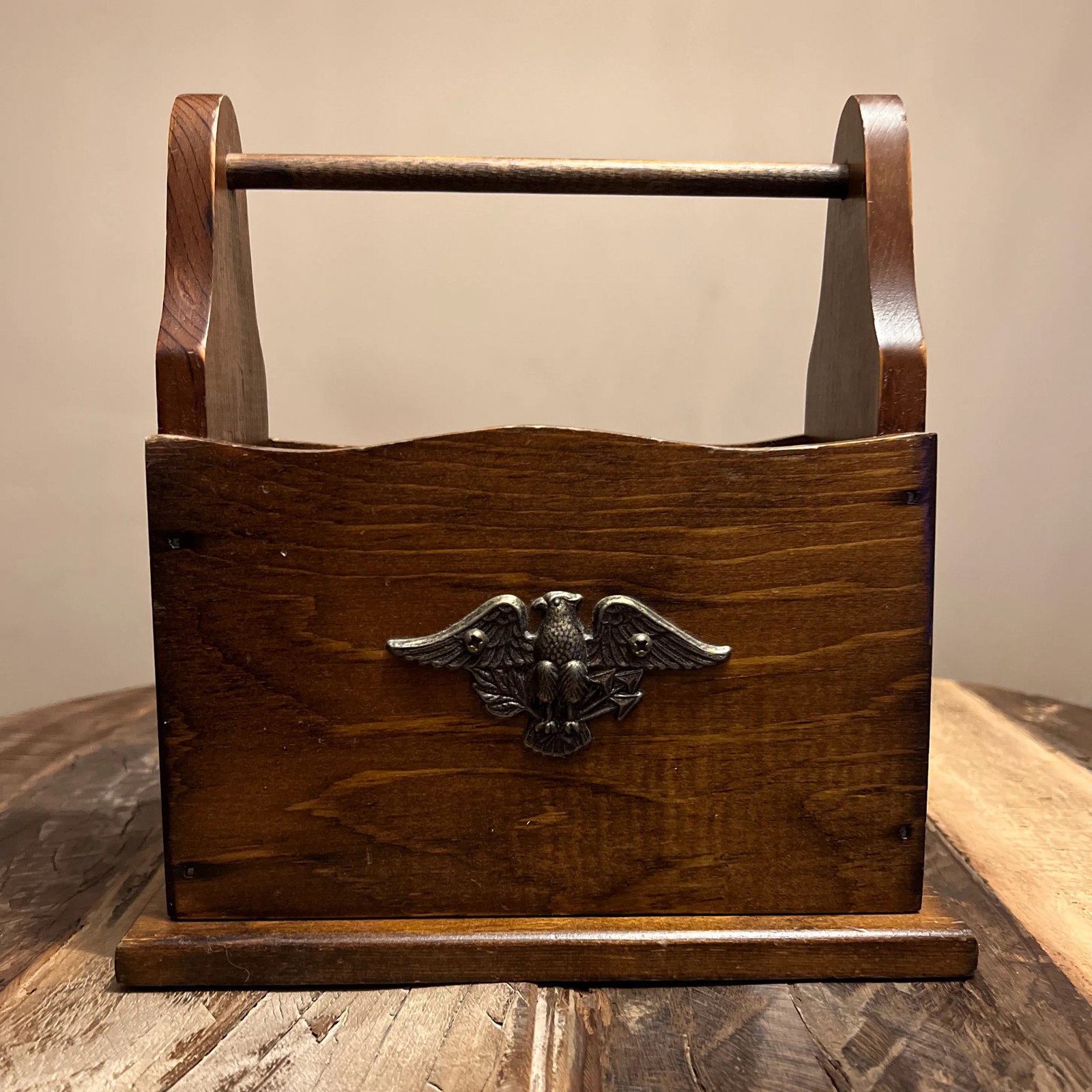 1980s Vintage Solid Wood Mail Letter Box Features Eagle Country Americana Farmhouse - 3