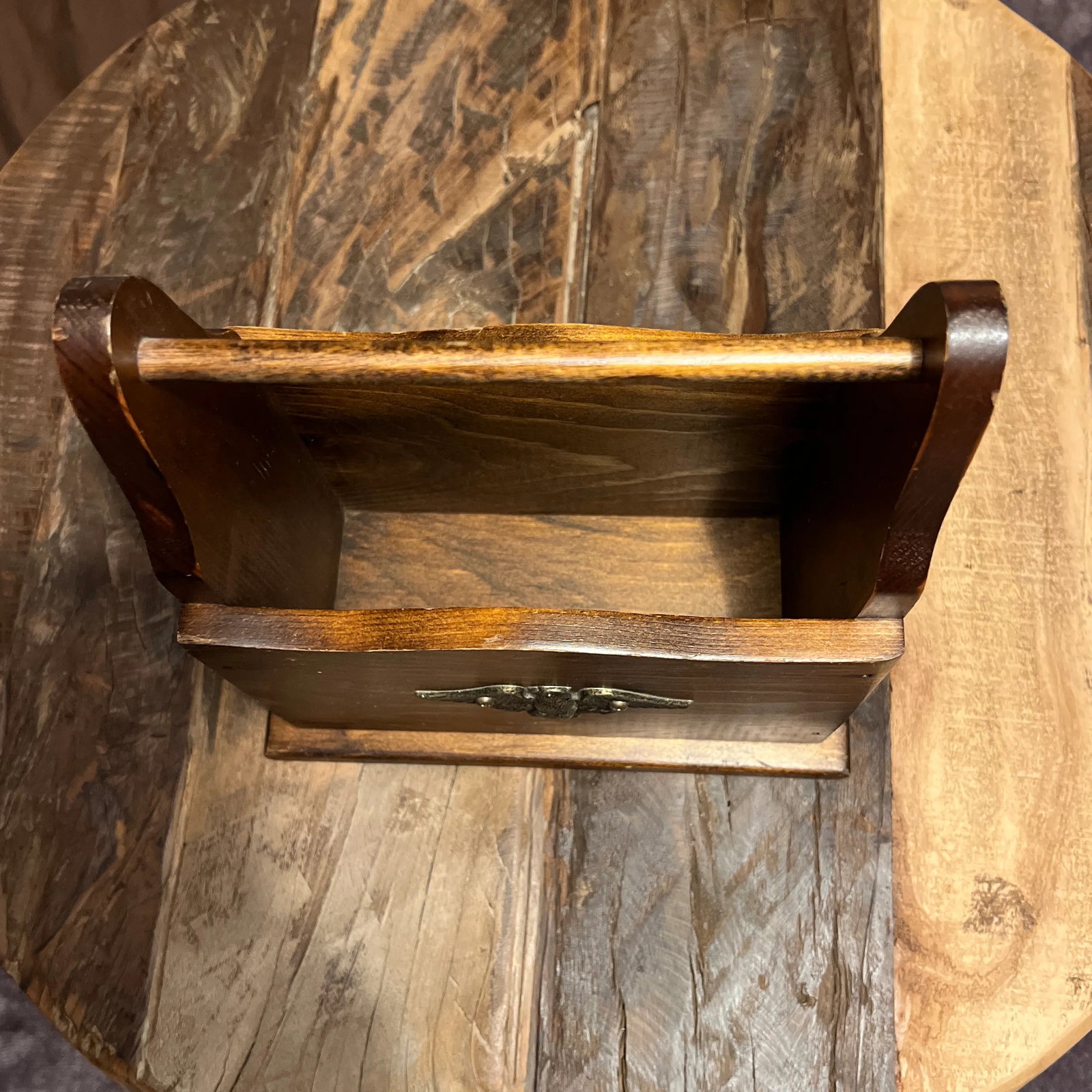 1980s Vintage Solid Wood Mail Letter Box Features Eagle Country Americana Farmhouse - 7