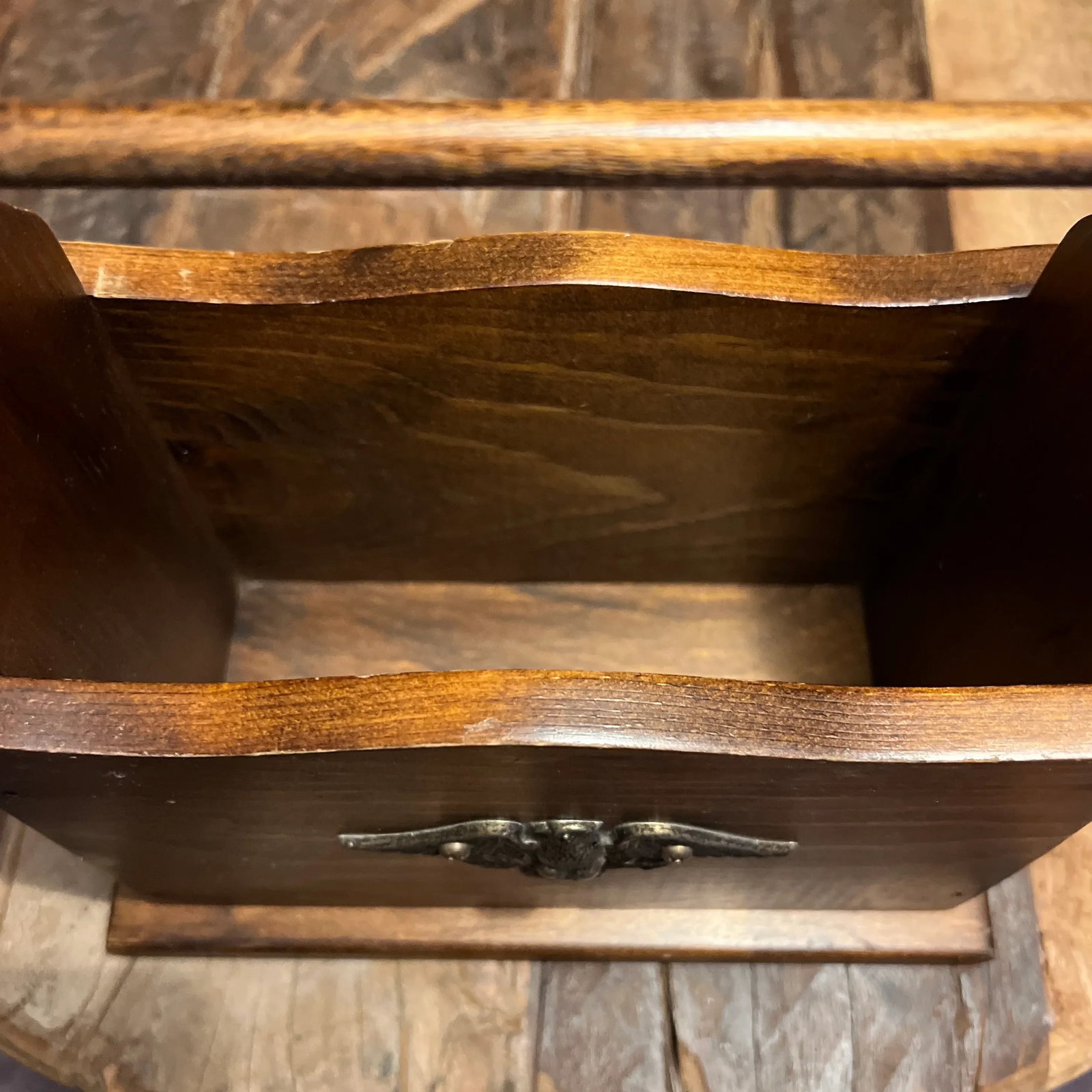 1980s Vintage Solid Wood Mail Letter Box Features Eagle Country Americana Farmhouse - 8