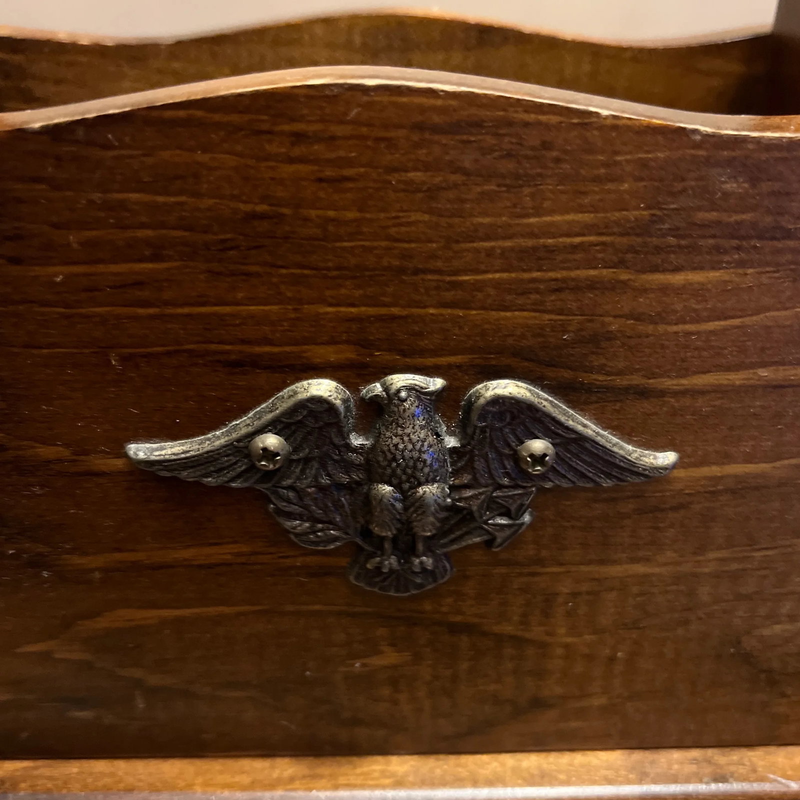 1980s Vintage Solid Wood Mail Letter Box Features Eagle Country Americana Farmhouse - 9