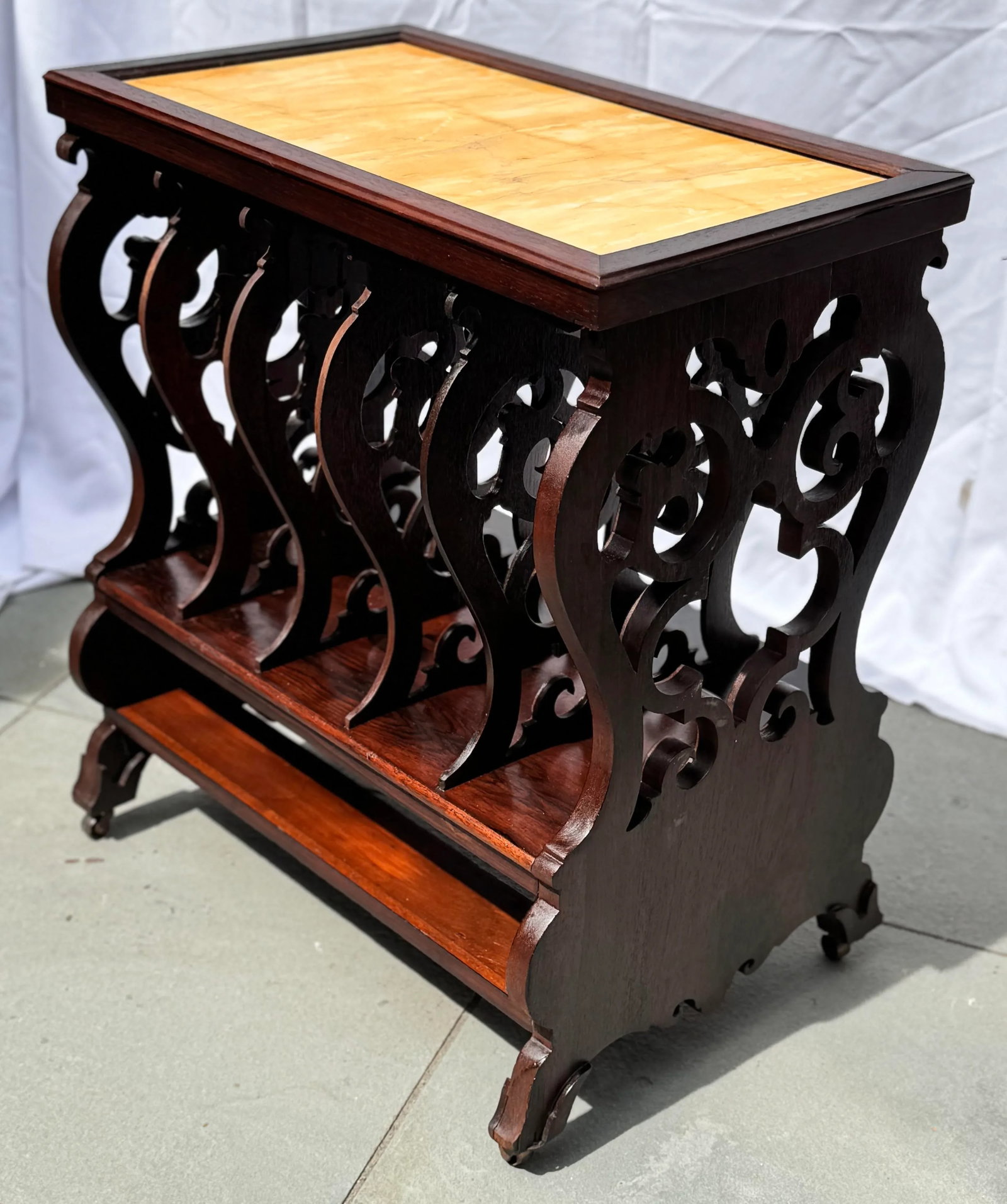 Early 19th Century Victorian Rosewood Marble Top Canterbury - 3
