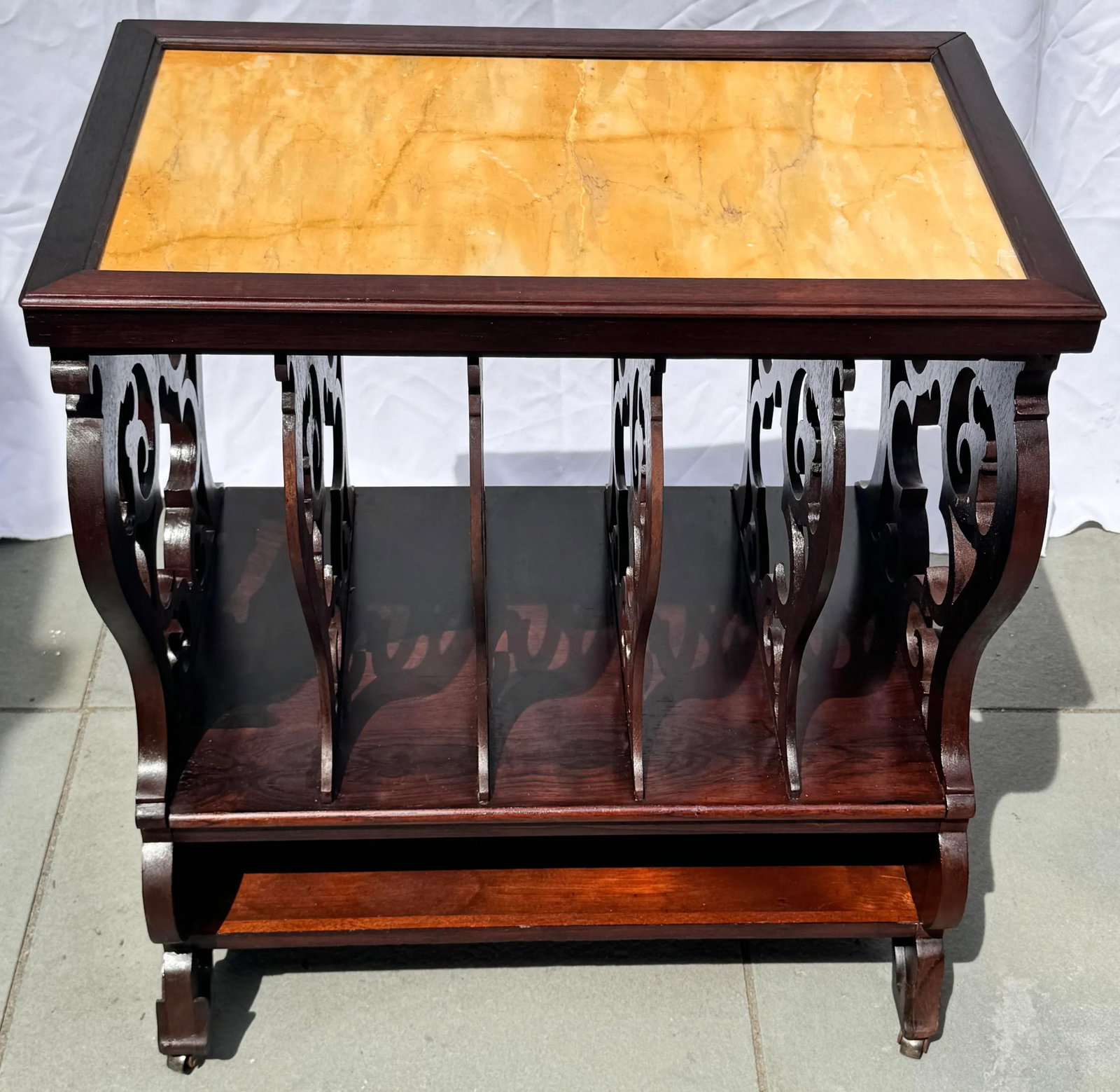 Early 19th Century Victorian Rosewood Marble Top Canterbury - 7