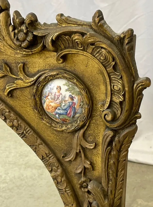 Giltwood Mirror With Porcelain Panel - 4