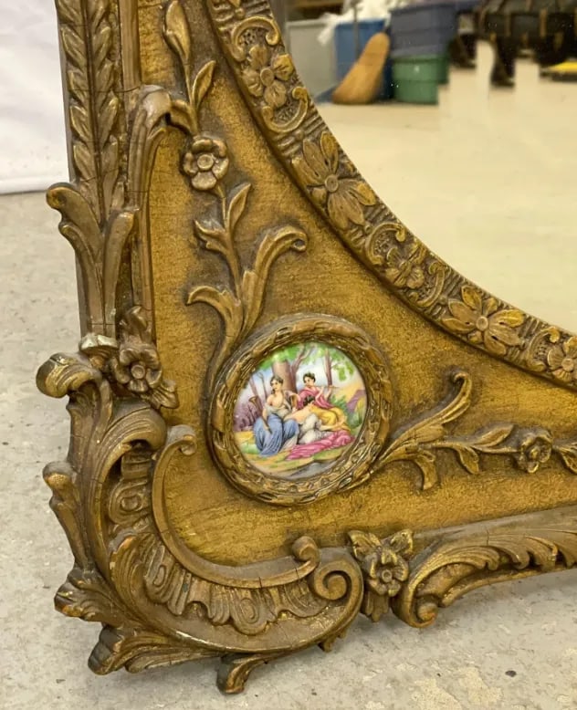 Giltwood Mirror With Porcelain Panel - 5