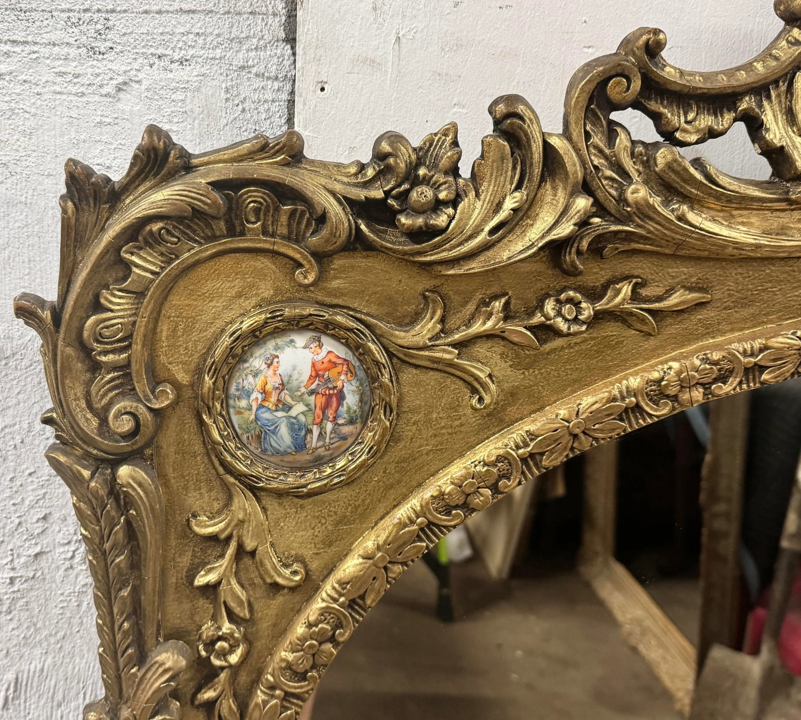Giltwood Mirror With Porcelain Panel - 6