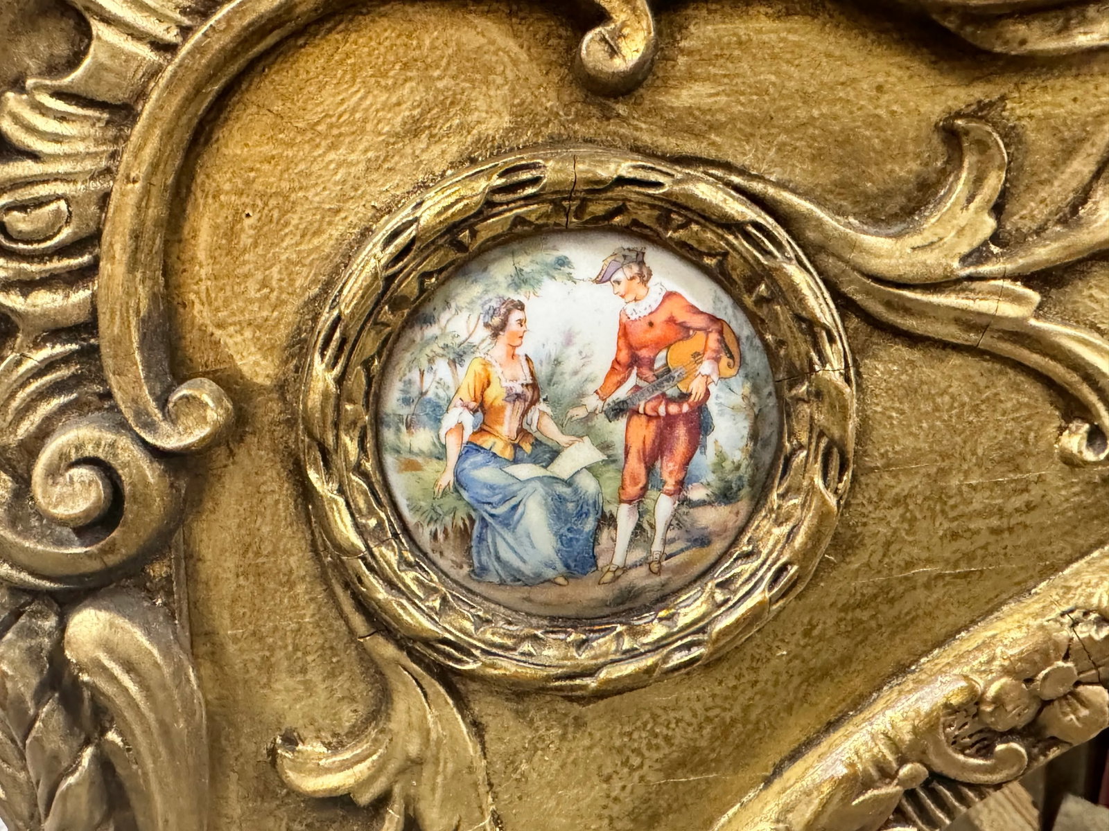 Giltwood Mirror With Porcelain Panel - 7