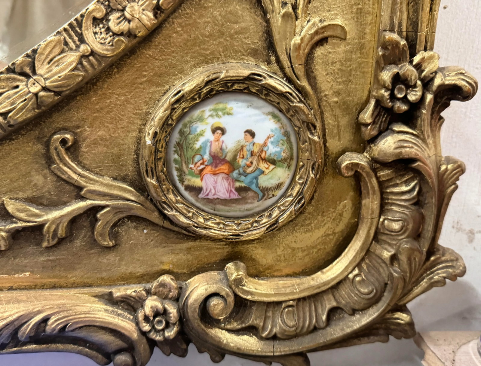 Giltwood Mirror With Porcelain Panel - 8