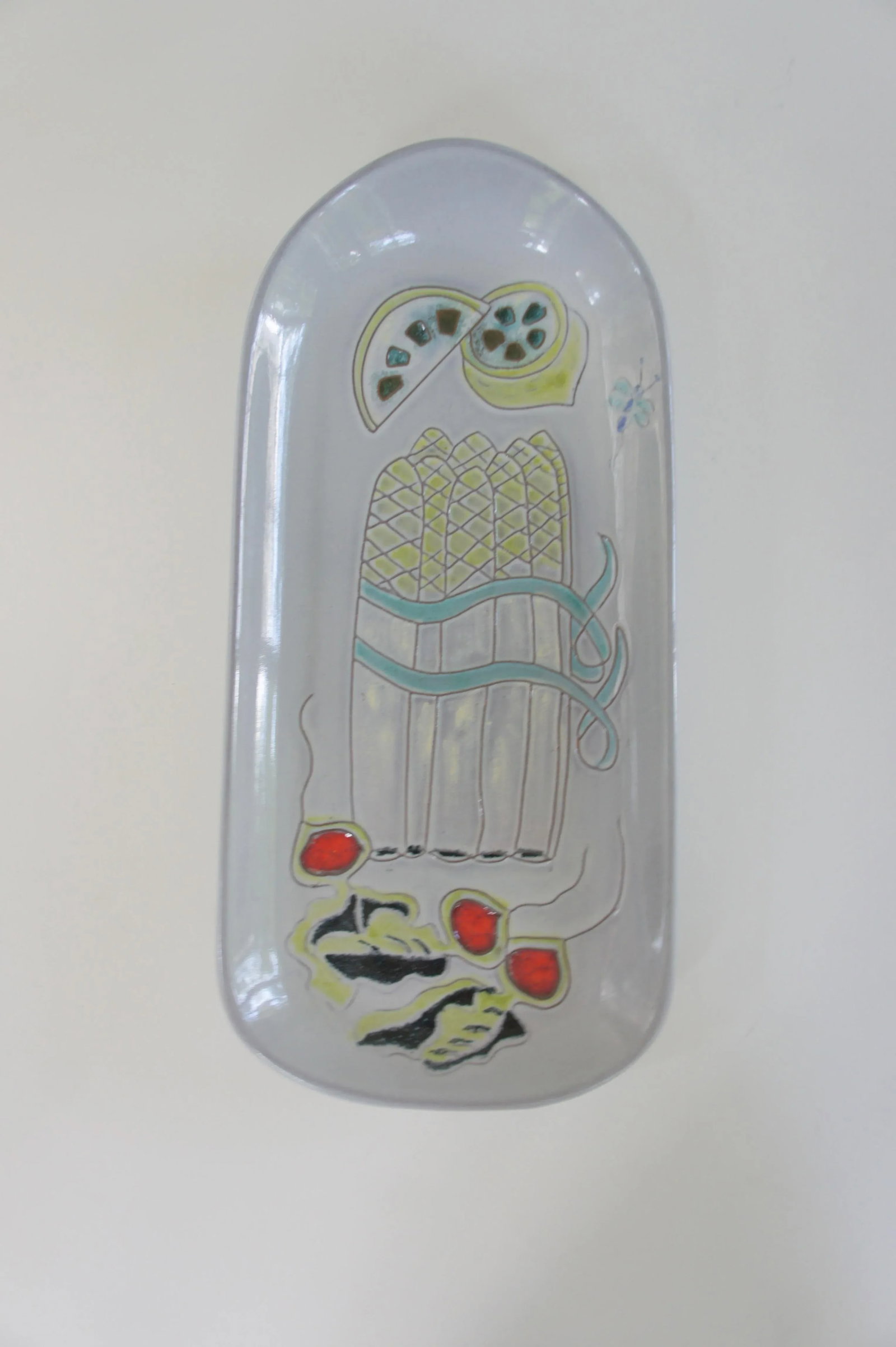 Mid-Century Modern Asparagus Ceramic Platter by Sheldon Gants for Ceramic Art - 2