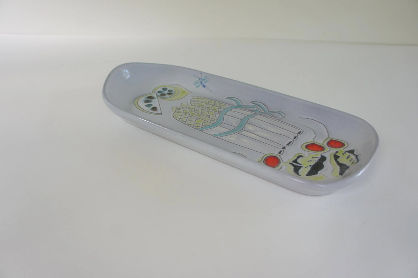 Mid-Century Modern Asparagus Ceramic Platter by Sheldon Gants for Ceramic Art - 4
