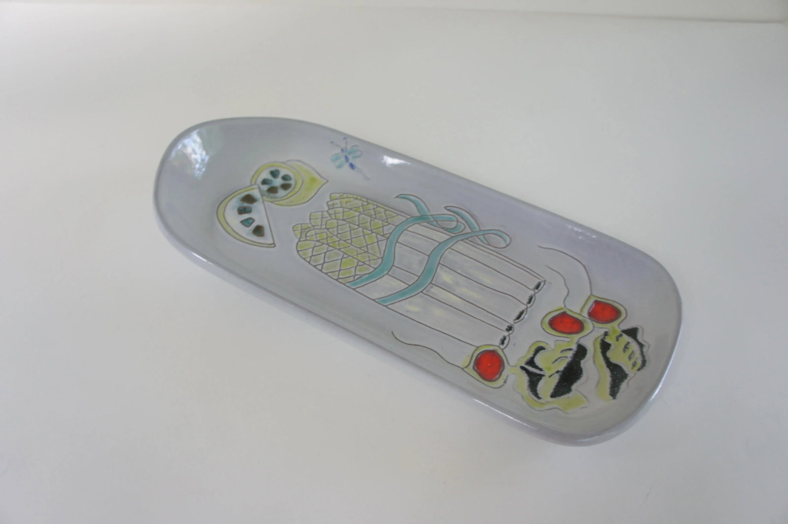 Mid-Century Modern Asparagus Ceramic Platter by Sheldon Gants for Ceramic Art - 9