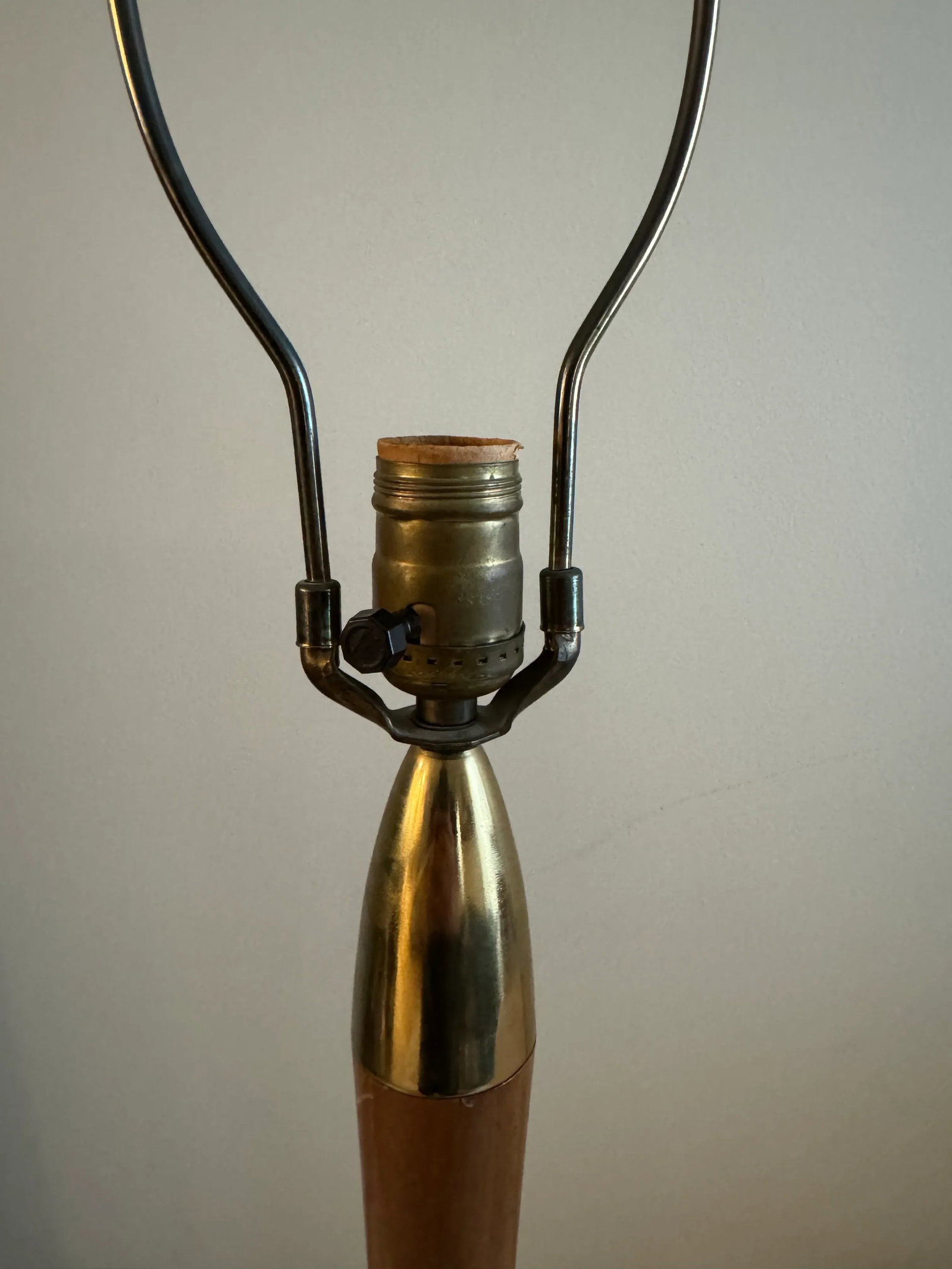 Mid Century Modern Walnut and Brass Table Lamp - 2