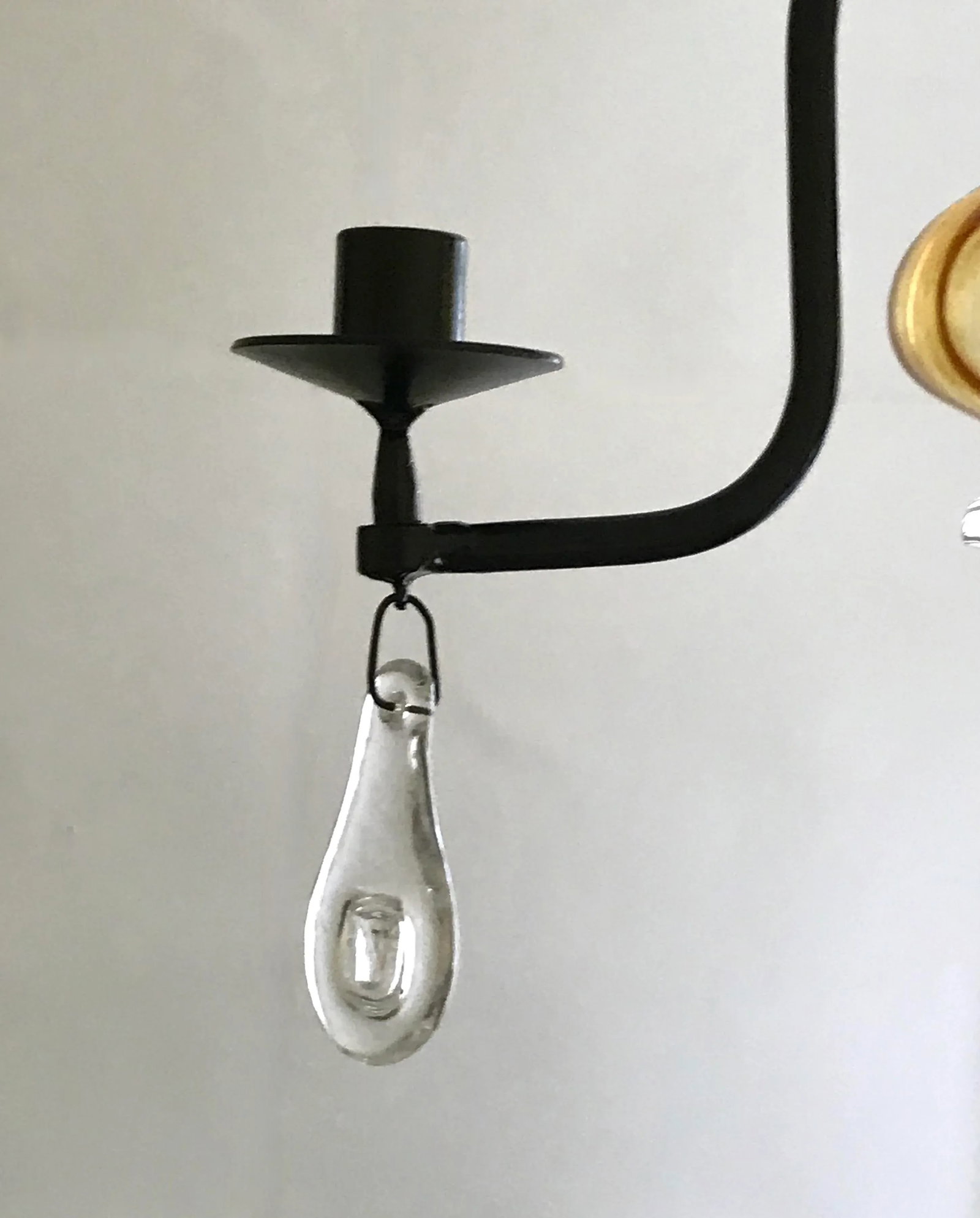 1960s Erik Hoglund Three-Arm Chandelier With Amber Colored Glass - 7