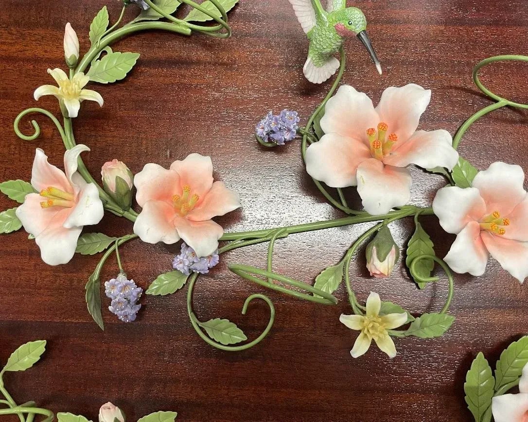 Vintage Porcelain and Tole Floral Candle Holder Wall Sconces - Set of 4 - 5