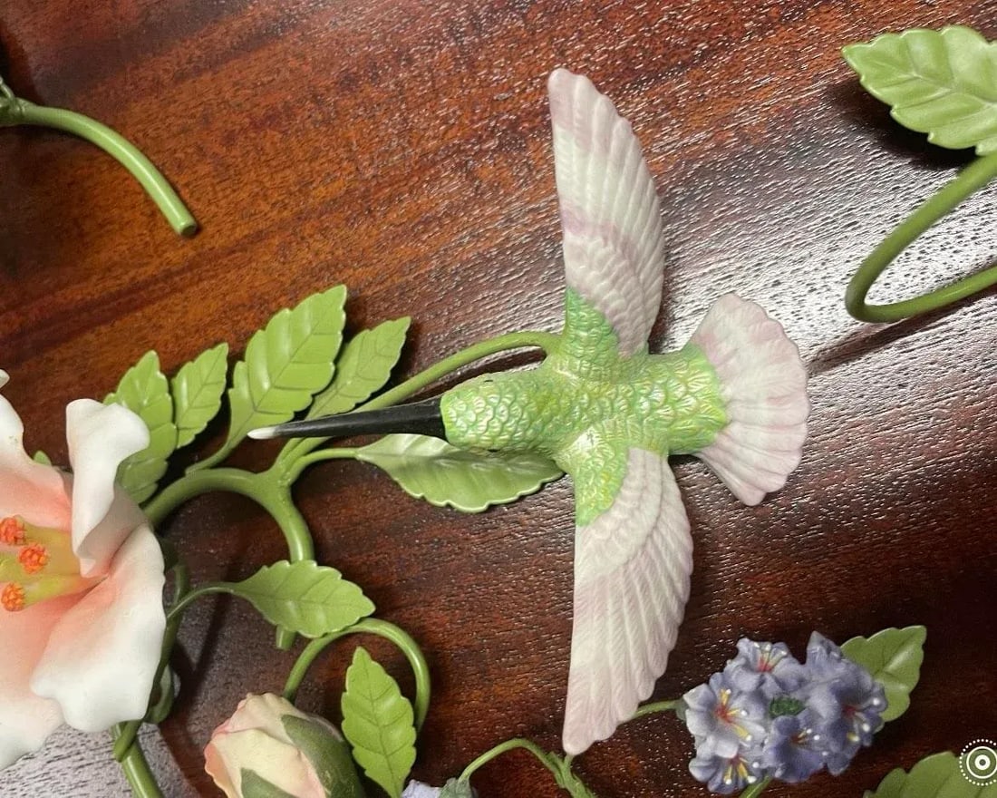 Vintage Porcelain and Tole Floral Candle Holder Wall Sconces - Set of 4 - 7