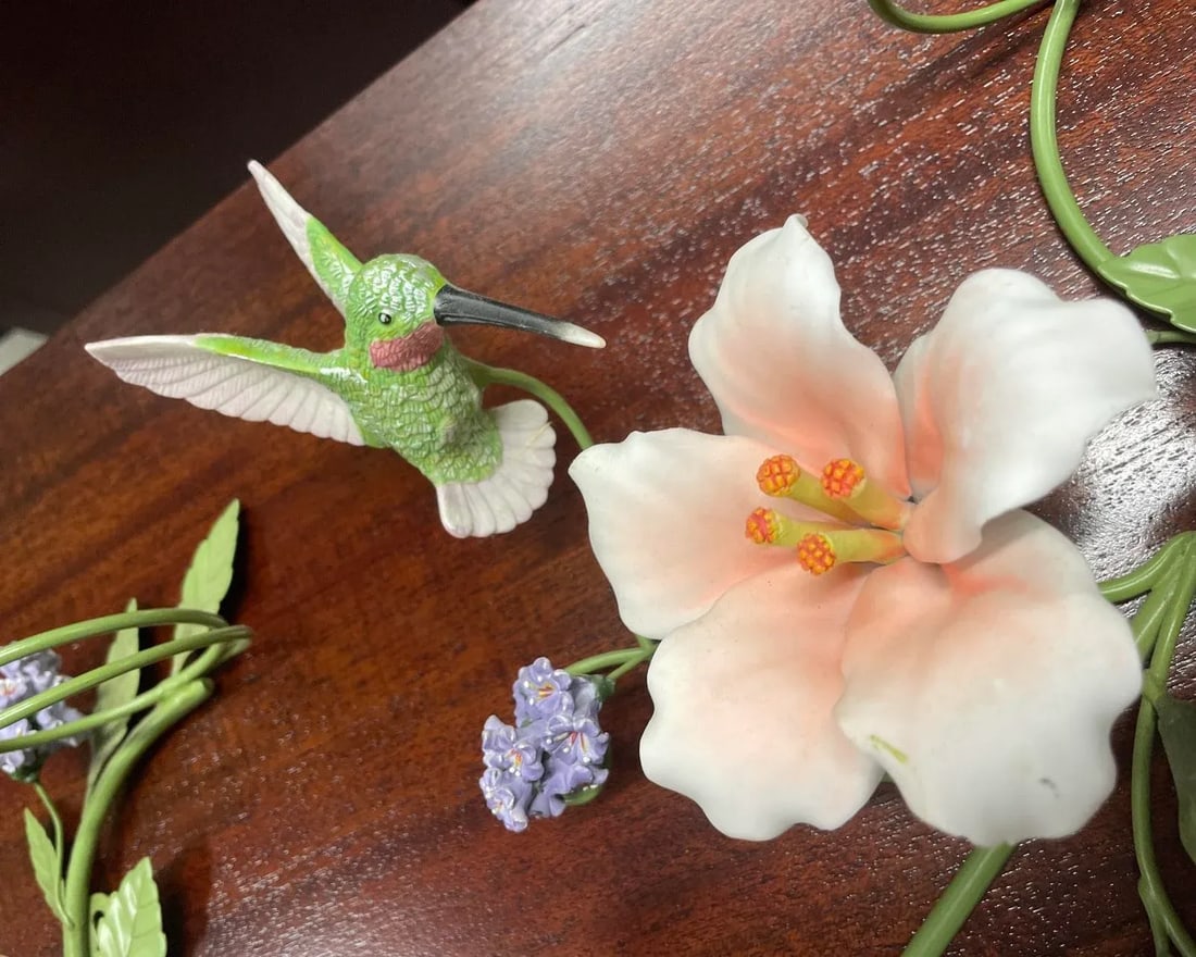 Vintage Porcelain and Tole Floral Candle Holder Wall Sconces - Set of 4 - 8