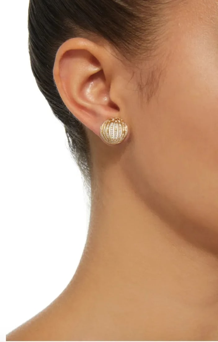 18k Yellow Gold Palm Cage Earrings - 2 Pieces - 2