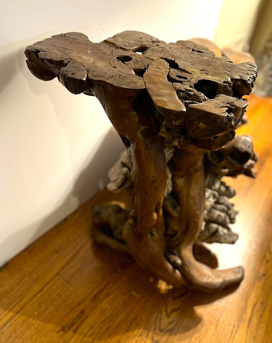 Large Root Plant Stand With Embedded Rocks - 3